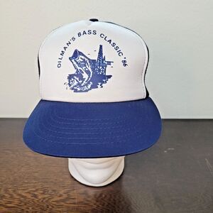 Vintage Oilmans Bass Classic 86 Cap Mesh Snapback Hat Adult Trucker Supercap
